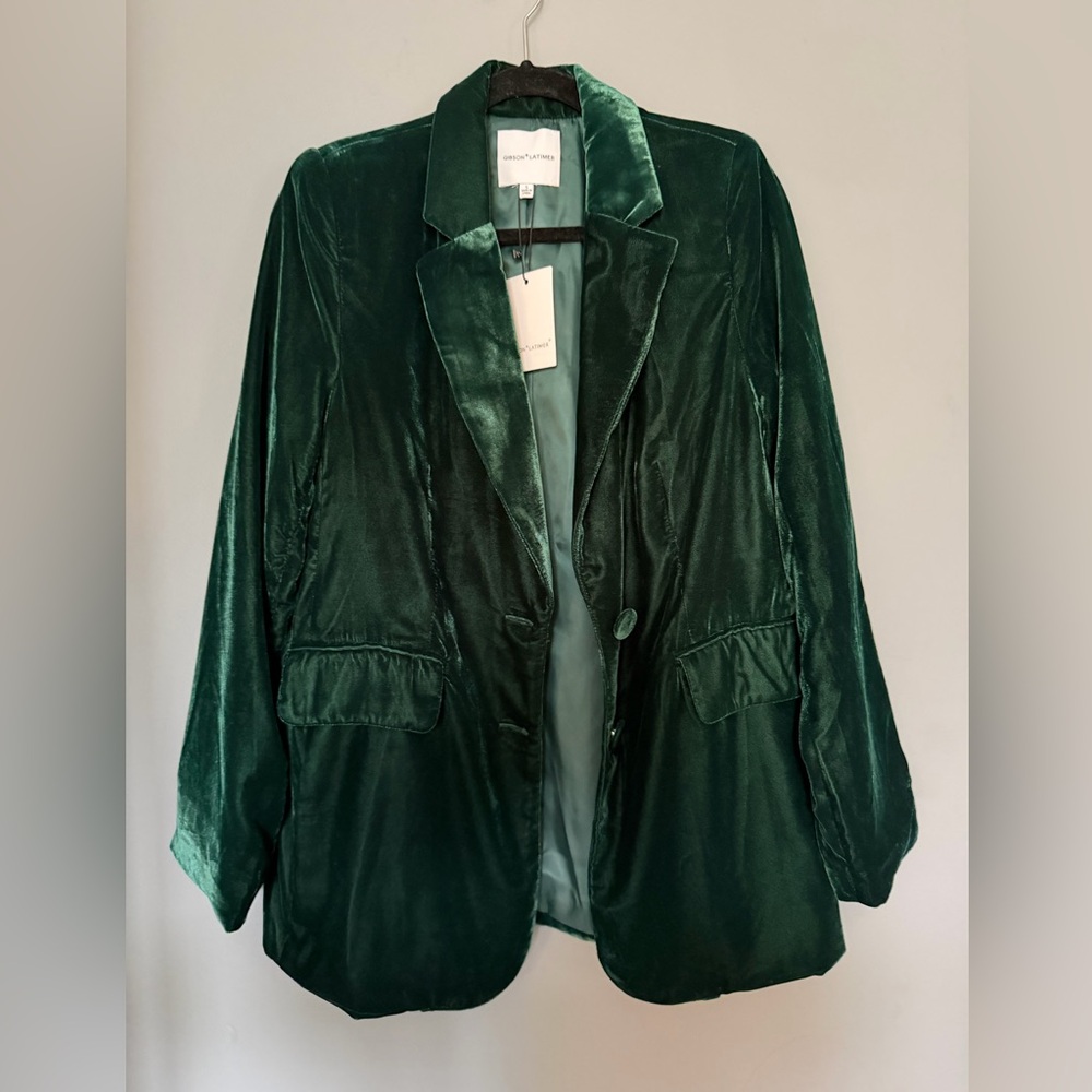 Gibson Latimer Emerald Velvet Blazer